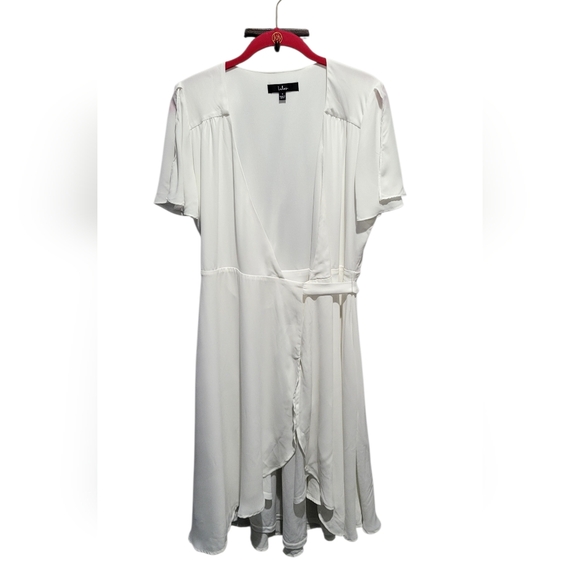 Lulu's Rise To The Occasion White Midi Wrap Dress Size Small - Picture 3 of 10